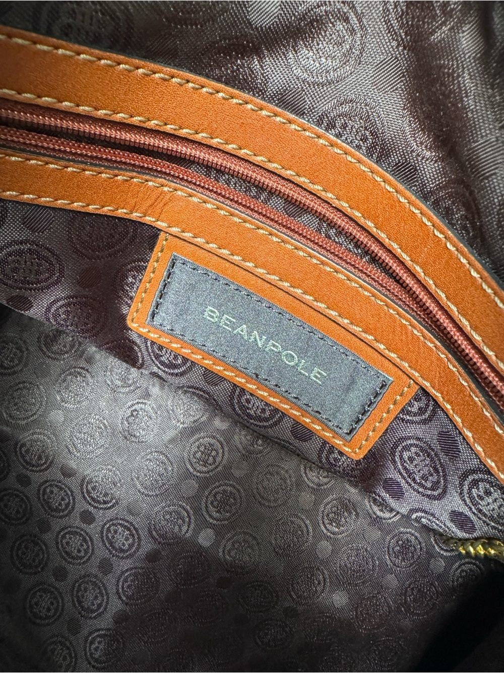 Beanpole Bourke Brown Canvas Monogram Satchel with Tan Leather Trim - Picture 14 of 14